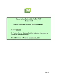 (FCPF) Carbon Fund Emission Reductions Program Idea Note