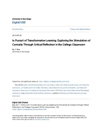 In Pursuit of Transformative Learning: Exploring the Stimulation of Curiosity Through Critical Reflection in the College Classroom