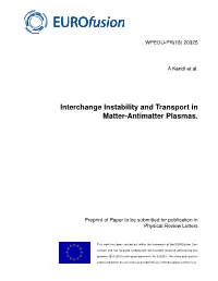 Interchange Instability and Transport in Matter-Antimatter Plasmas