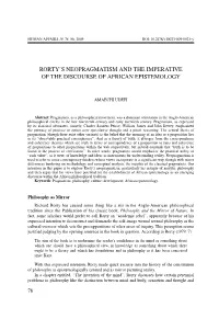 Rorty's Neopragmatism and the Imperative of The