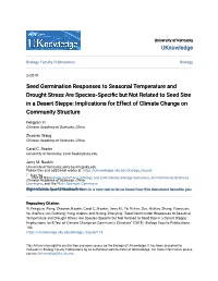 Seed Germination Responses to Seasonal Temperature And