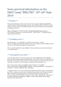 Some Practical Information on the Dixit Camp “XML/TEI”, 14Th-20Th