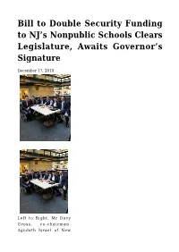 Bill to Double Security Funding to NJ's Nonpublic Schools Clears