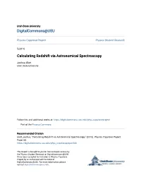 Calculating Redshift Via Astronomical Spectroscopy