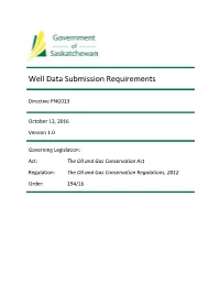 Directive PNG013: Well Data Submission Requirements