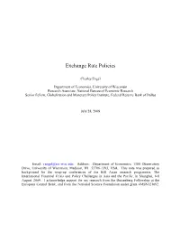 Exchange Rate Policies