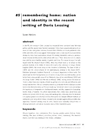Nation and Identity in the Recent Writing of Doris Lessing