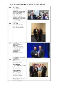 Purc Distinguished Service Award Recipients