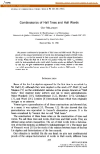 Combinatorics of Hall Trees and Hall Words