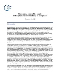 Getting from Vaccine Hesitancy to Acceptance