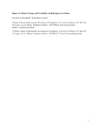 Impact of Climate Change and Variability on Hydropower in Ghana