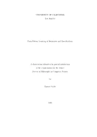 UNIVERSITY of CALIFORNIA Los Angeles Data-Driven Learning Of