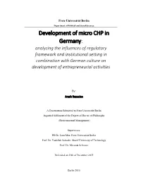 Development of Micro CHP in Germany