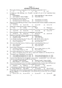 Part – 1 General Knowledge