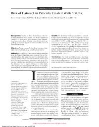 Risk of Cataract in Patients Treated with Statins