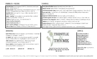 Thistle & Thyme Menu