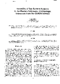 Variability of Sea Surface Features in the Western Indonesian Archipelago: Inferences from the COADS Dataset