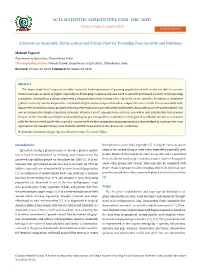 A Review on Amaranth: Nutraceutical and Virtual Plant for Providing Food Security and Nutrients