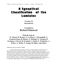A Synoptical Classification of the Lamiales