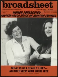 AN INTERVIEW with SHERE HITE Registered at the GPO, Wellington, As a Magazine Fronting Up