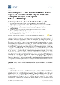 Effect of Physical Factors on the Growth of Chlorella Vulgaris On