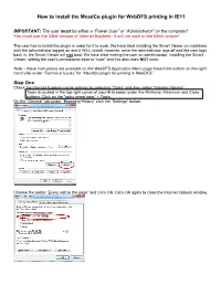 How to Install the Meadco Plugin for Webdfs Printing in IE11
