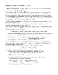 Introduction to Nomenclature