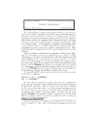 Lecture 1: Introduction