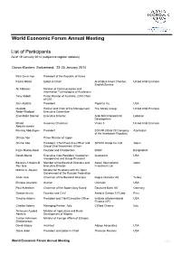 List of Participants As of 19 January 2014 (Subject to Regular Updates)