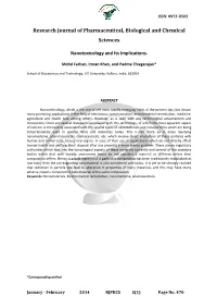 Nanotoxicology and Its Implications