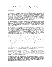 Obstacles to Economic Development in Nepal Siddhi B Ranjitkar