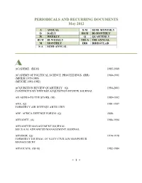 Periodicals and Recurring Documents