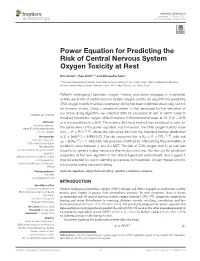 Power Equation for Predicting the Risk of Central Nervous System Oxygen Toxicity at Rest