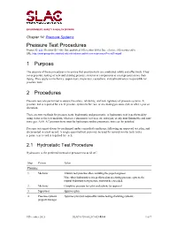 Pressure Test Procedures