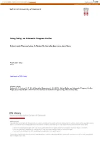 Using Dafny, an Automatic Program Verifier