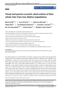 Visual and Passive Acoustic Observations of Blue Whale Trios from Two Distinct Populations