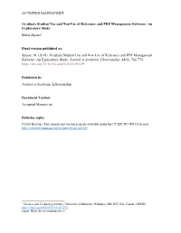 ACCEPTED MANUSCRIPT Graduate Student Use and Non-Use Of
