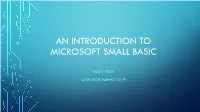 An Introduction to Microsoft Small Basic