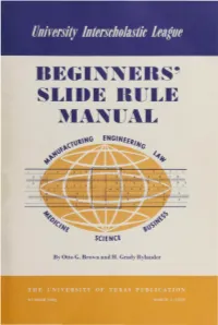 Beginners' Slide Rule Manual