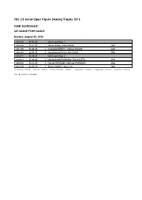 ISU CS Asian Open Figure Skating Trophy 2018 TIME SCHEDULE