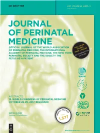 Journal of Perinatal Medicine 2017 · Volume 45 · Issue 7 · Pp
