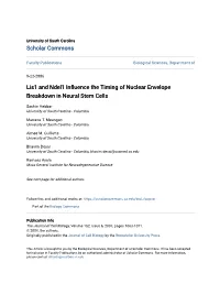 Lis1 and Ndel1 Influence the Timing of Nuclear Envelope Breakdown in Neural Stem Cells