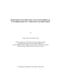 Selected Medieval Contributions to a Theology of Discourse