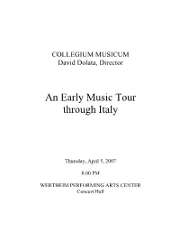 Spring 2007 Collegium Program