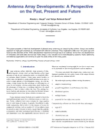 Antenna Array Developments: a Perspective on the Past, Present and Future