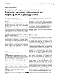 Buformin Suppresses Osteosarcoma Via Targeting AMPK Signaling Pathway