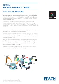 Epson Projector Fact Sheet