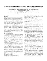 Evidence That Computer Science Grades Are Not Bimodal