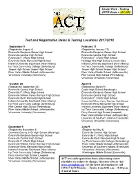 Test and Registration Dates & Testing Locations 2017/2018