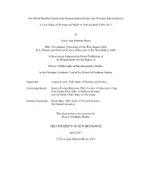 The Mixed Member Proportional Representation System and Minority Representation